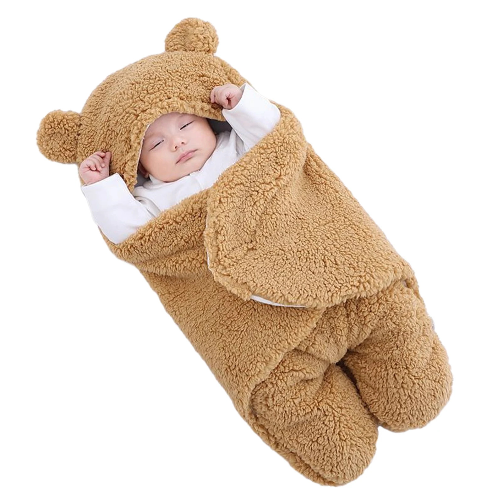 

Sleeping Bag Thickened Baby Swaddle Blanket Windproof Cute Solid Comfortable Soft Machine Washable For Winter Boy Girl Newborn
