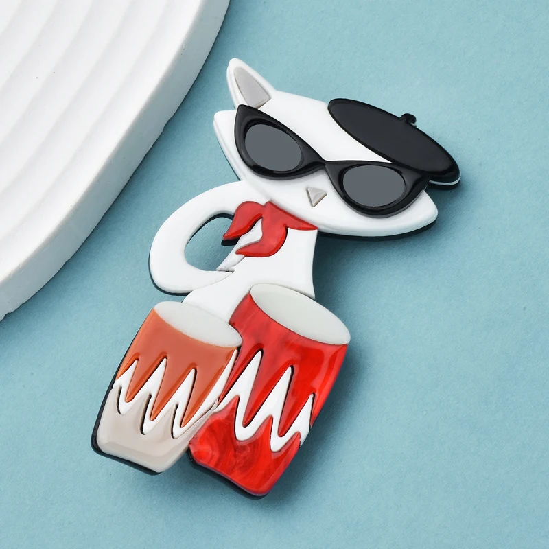 Акриловые броши-кошки Wuli &amp baby для женщин крутая Повседневная брошь в виде