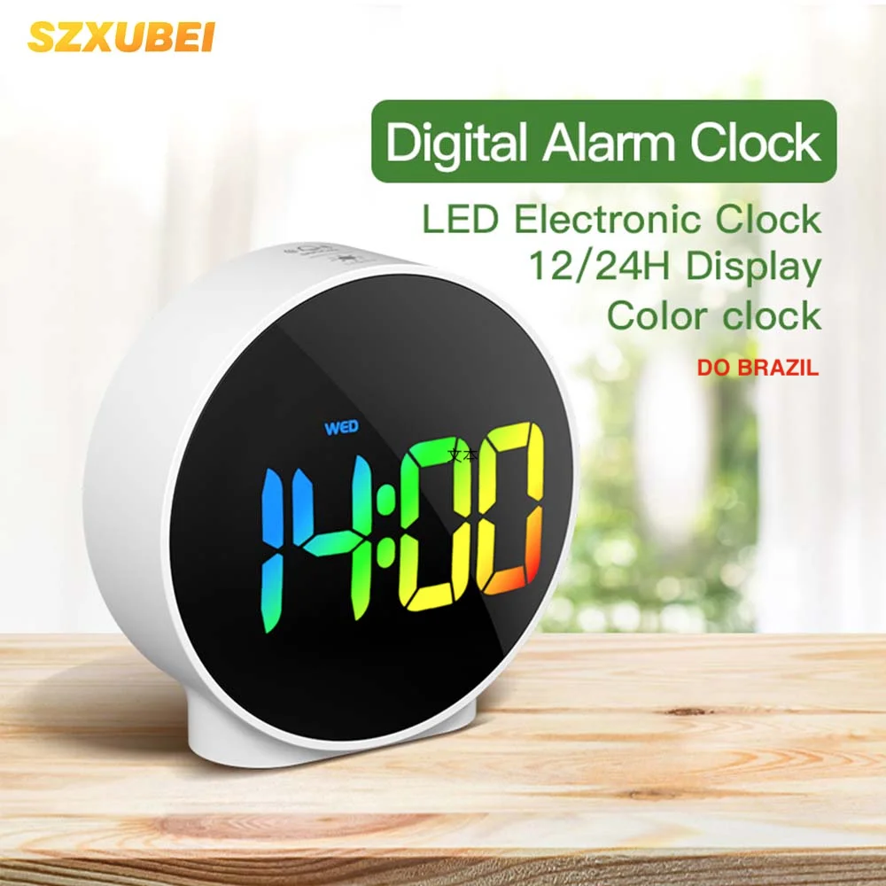 

Deeyaple Colorful Alarm Clock Desk Clock Memory Function 12 24H LED Digital Table Clocks Dual Alarm Snooze Bedroom Bedside Clock