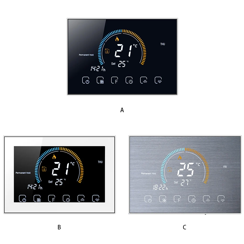 

Programmable Room Thermostat 5 1 1 Backlit LCD Water Heating Temperature Controller White