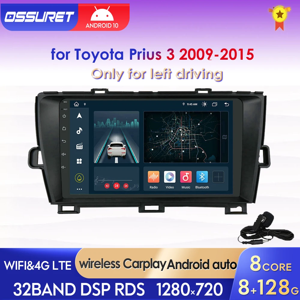 

OSSURET 2din Car Radio for Toyota Prius 3 2009 -2015 Carplay Car GPS Multimedia MP5 Player Auto Audio Navi Stereo RDS Automotivo