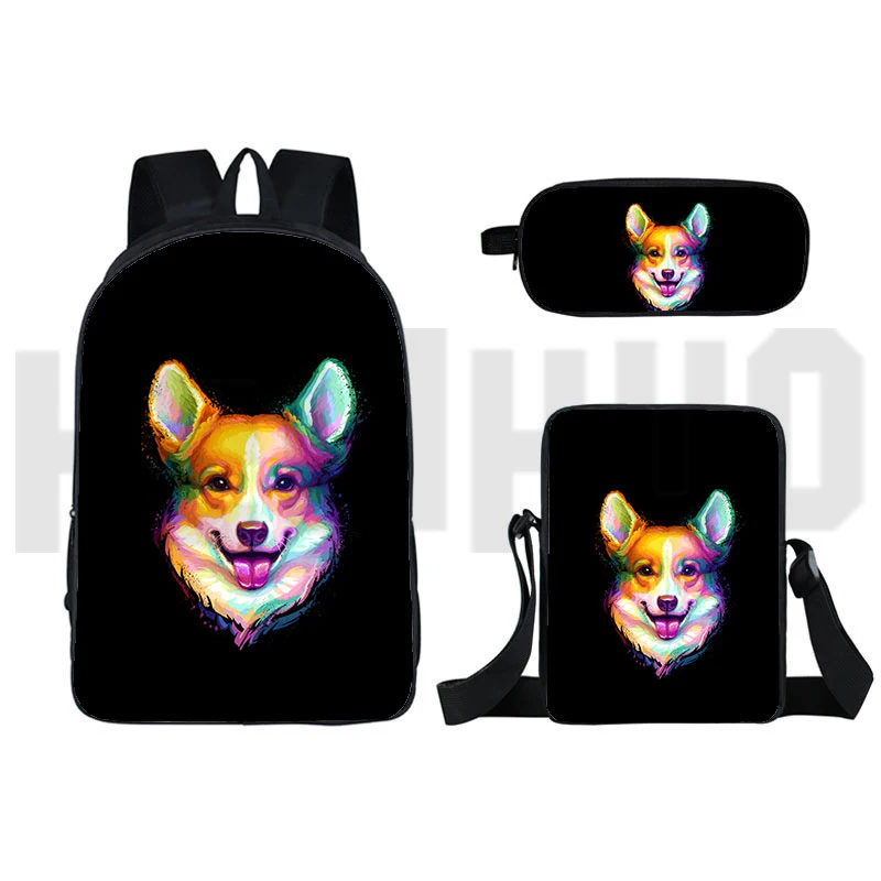 

3D Pet Dog Welsh Corgi Pembroke Backpack Children Mochila Women Kawaii Rucksacks Laptop Shoulder Bag Cute Schoolbag Pencil Case