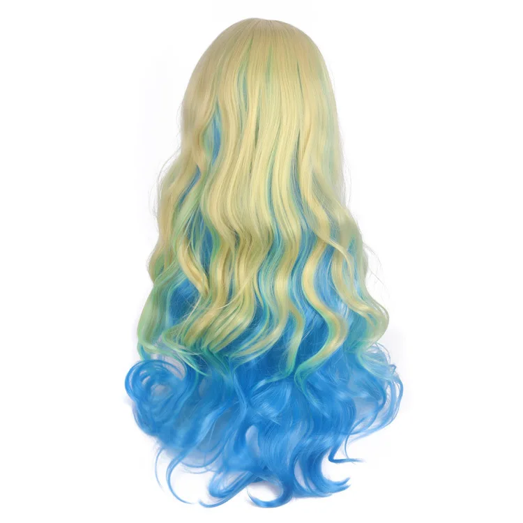 Miss Kobayashi's Dragon Maid Quetzalcoatl Lucoa Long Wavy Ombre Heat Resistant Hair Cosplay Costume Wig + Free Wig Cap images - 6