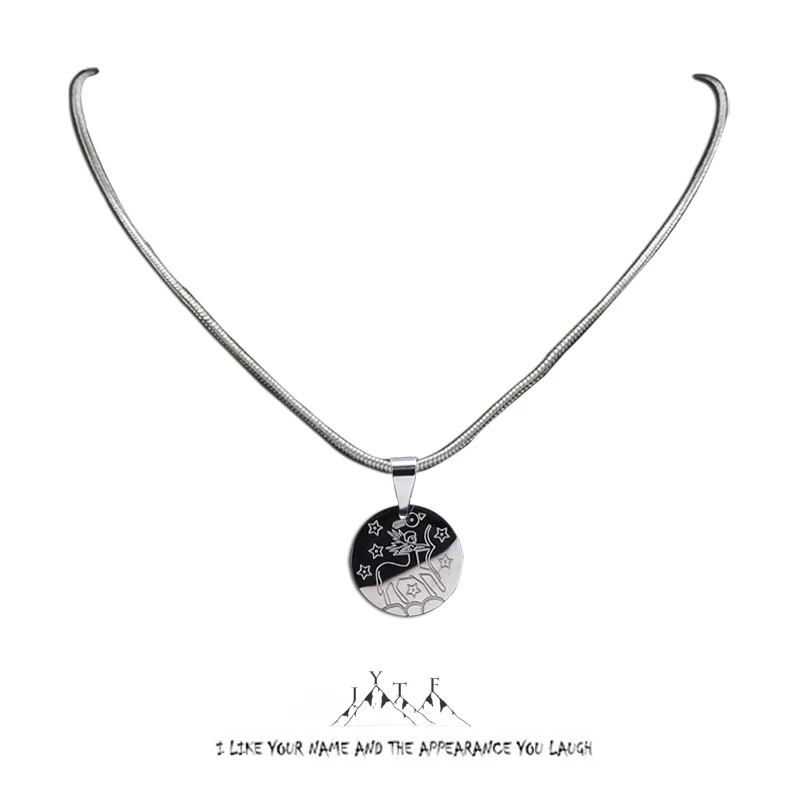 

2023 Sagittarius Necklace Stainless Steel Silver Color Snake Chain Fashion 12 Constellations Neckaces Jewelry Gifts N9202S05