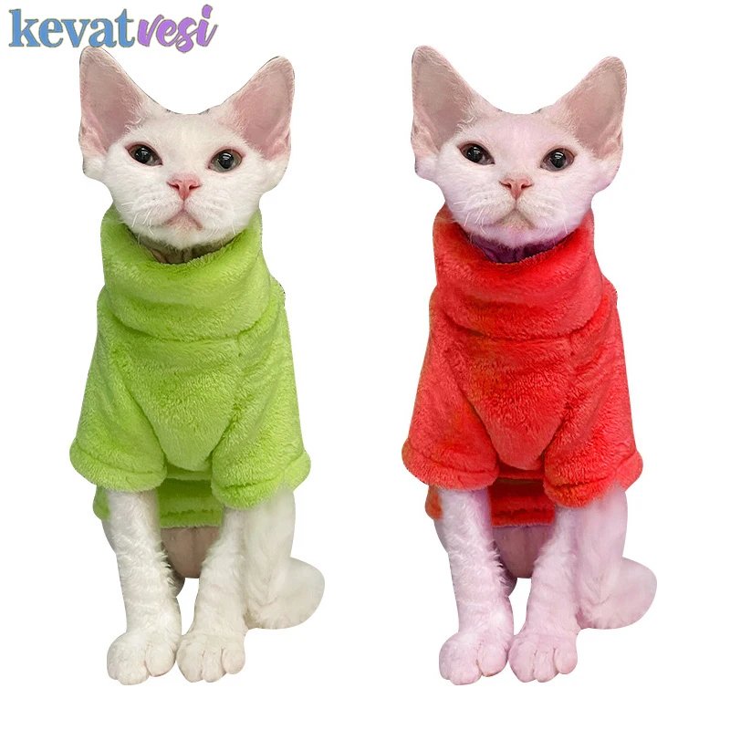 

Hairless Cat Clothes Winter Warm Comfort Cat Sweater Thickened Warm High Collar Hairless Cat Hoodie Pet Dog Kitten Cat Clothing
