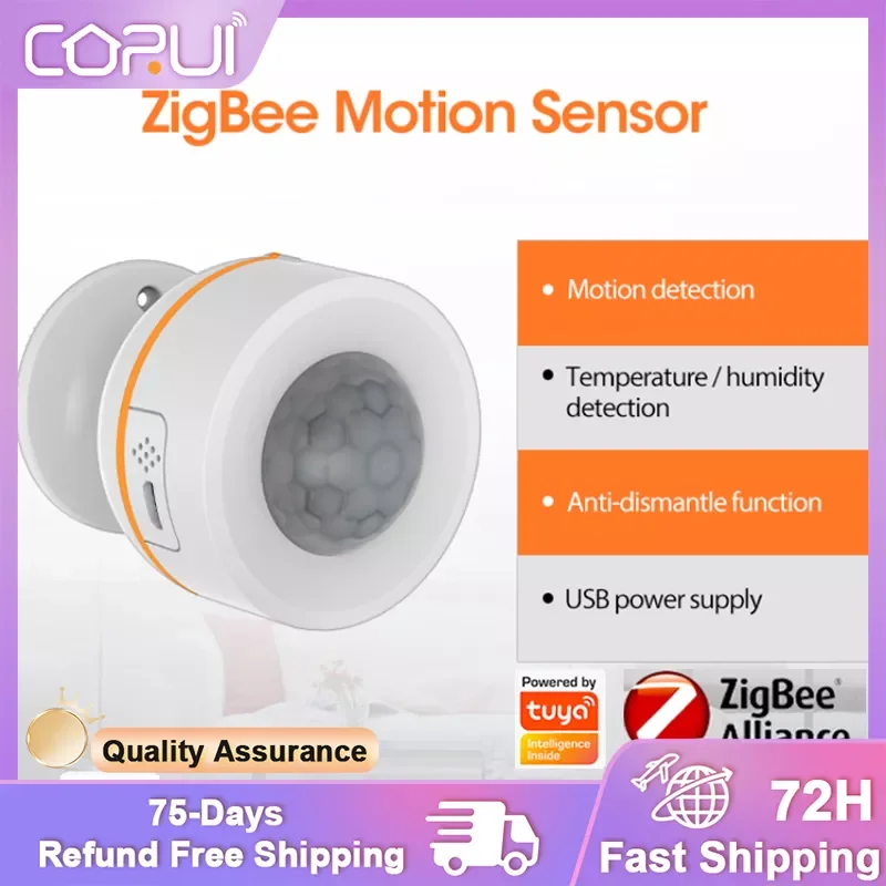 

Датчик движения ZigBee PIR, беспроводной пассивный инфракрасный датчик температуры и влажности с дистанционным управлением через приложение