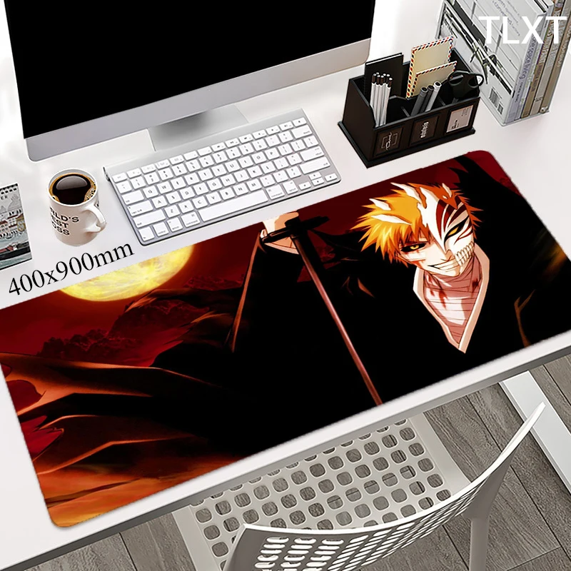 

Bleach Ichigo Kurosaki Mousepads Large Gaming Mousepad Keyboard Mats Mouse Mat Anime Desk Pad Mouse Pads Locking Edge 90x40cm