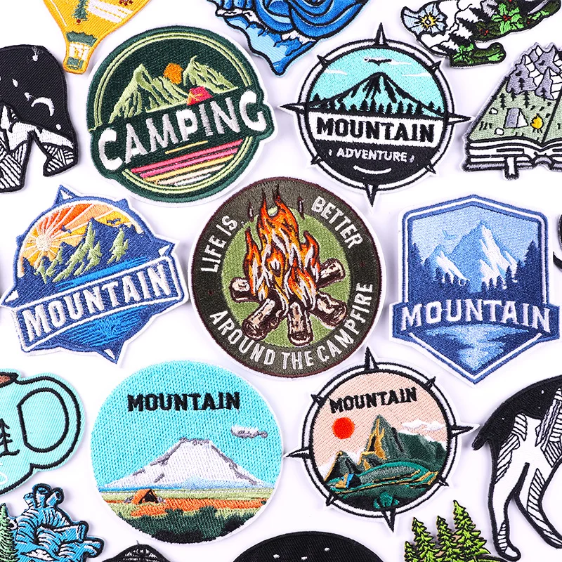 

Mountain Camping Embroidery Patch Iron On Patches For Clothing Thermoadhesive Patches On Clothes Outdoor Adventure Patch Badges