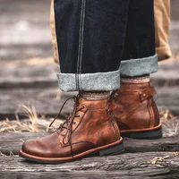 Ботинки классические из эко-кожи мужские, непромокаемые не скользящие на шнуровке 1