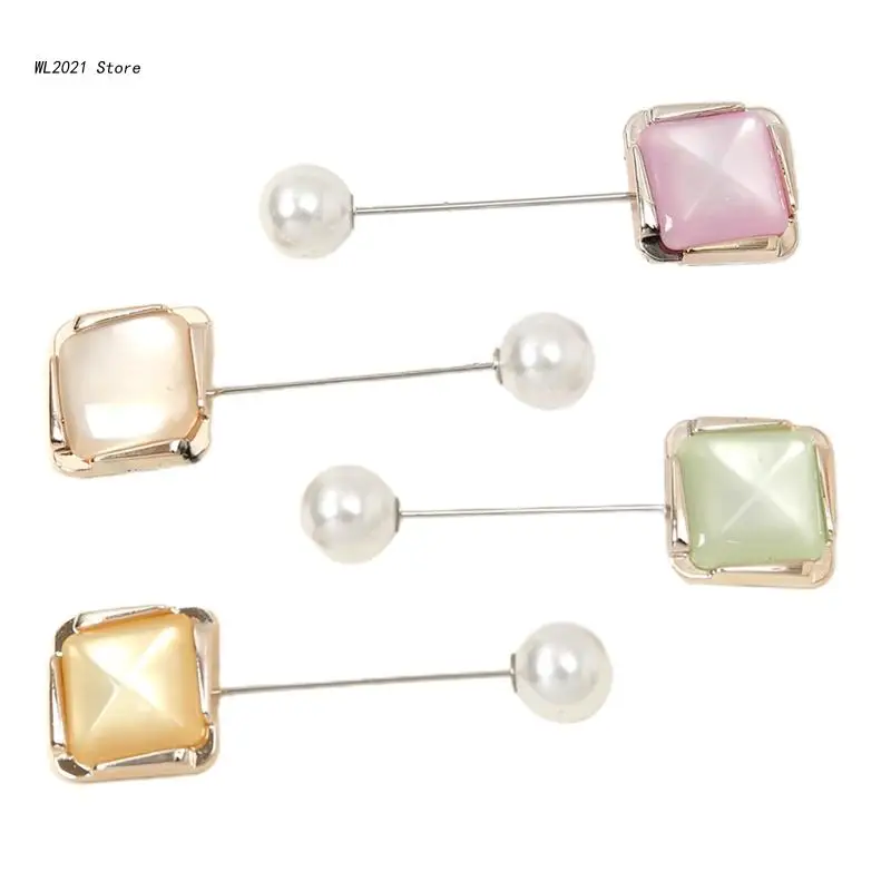 

4pcs Square Needle Color Muslim Headscarf Needle Scarf Buckle Chest Pin Supplies