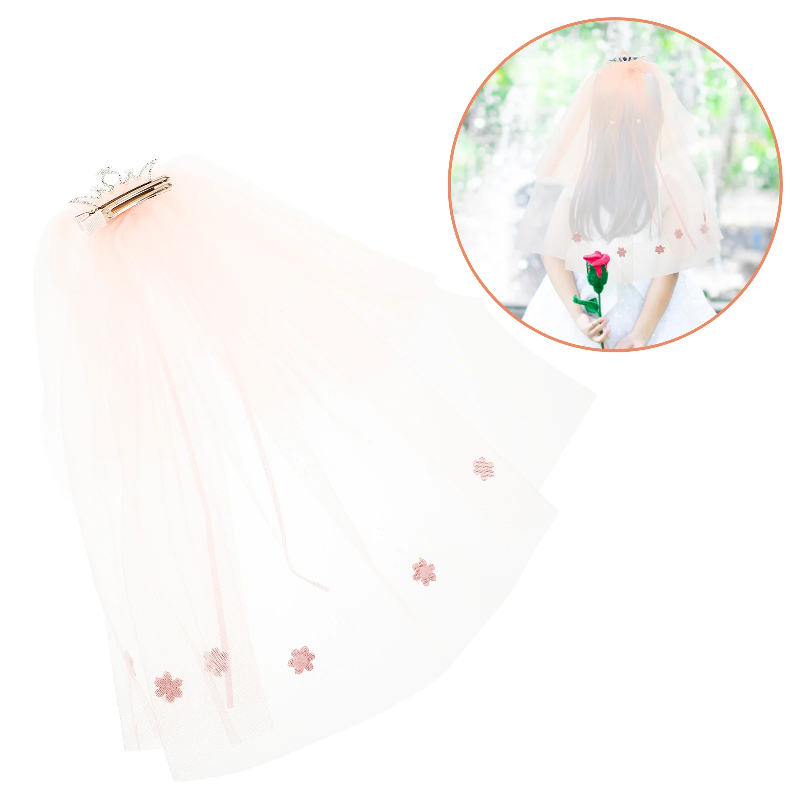 

Свадебная вуаль, Цветочная тиара с многоуровневой вуалью, праздничное платье, фата, аксессуары для волос ()