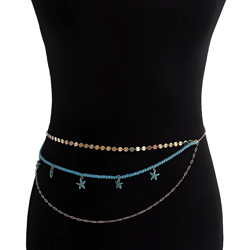 

Женская Многослойная цепь с подвеской в виде морской звезды, из сплава