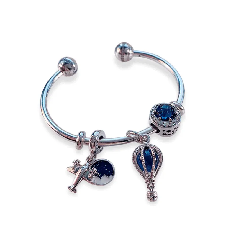 

PAN Dream Balloon Pendent Charms Bracelet Women 925 Sterling Silver Jewelry Making Sapphire Beads DIY With LOGO