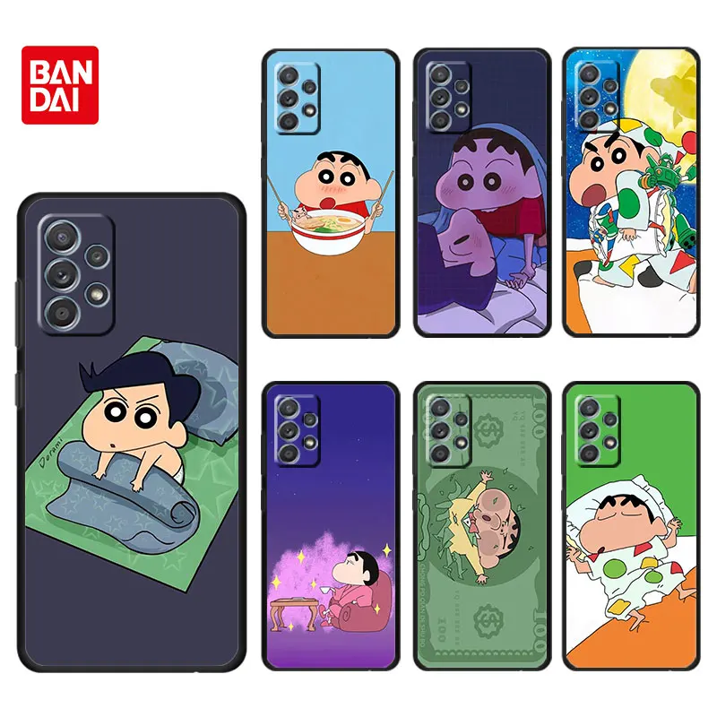 

Bandai Phone Case For Samsung Galaxy A12 A52 A51 A71 A72 A11 A13 A02s A32 A21s Cover Silicone Funda Shin Chan Sleep Eat Noodle
