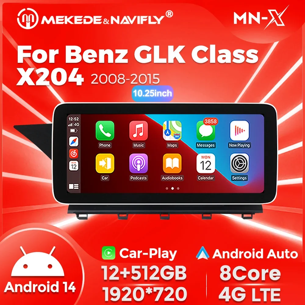 MN-X Android 14 до 8-ЯДЕР 12+512ГБ автомагнитола For Mercedes Benz GLK Class benz X204 2008-2015 Штатная