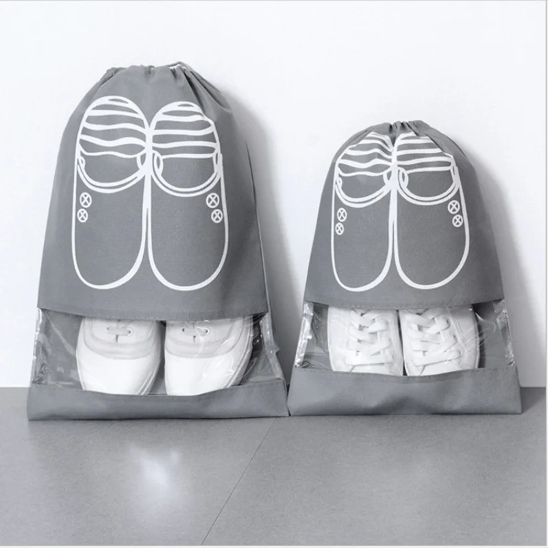 

Thick Non-woven Fabric Drawstring Drawstring Pocket Shoe Storage Bag Transparent Shoes and Boots Dust Bag