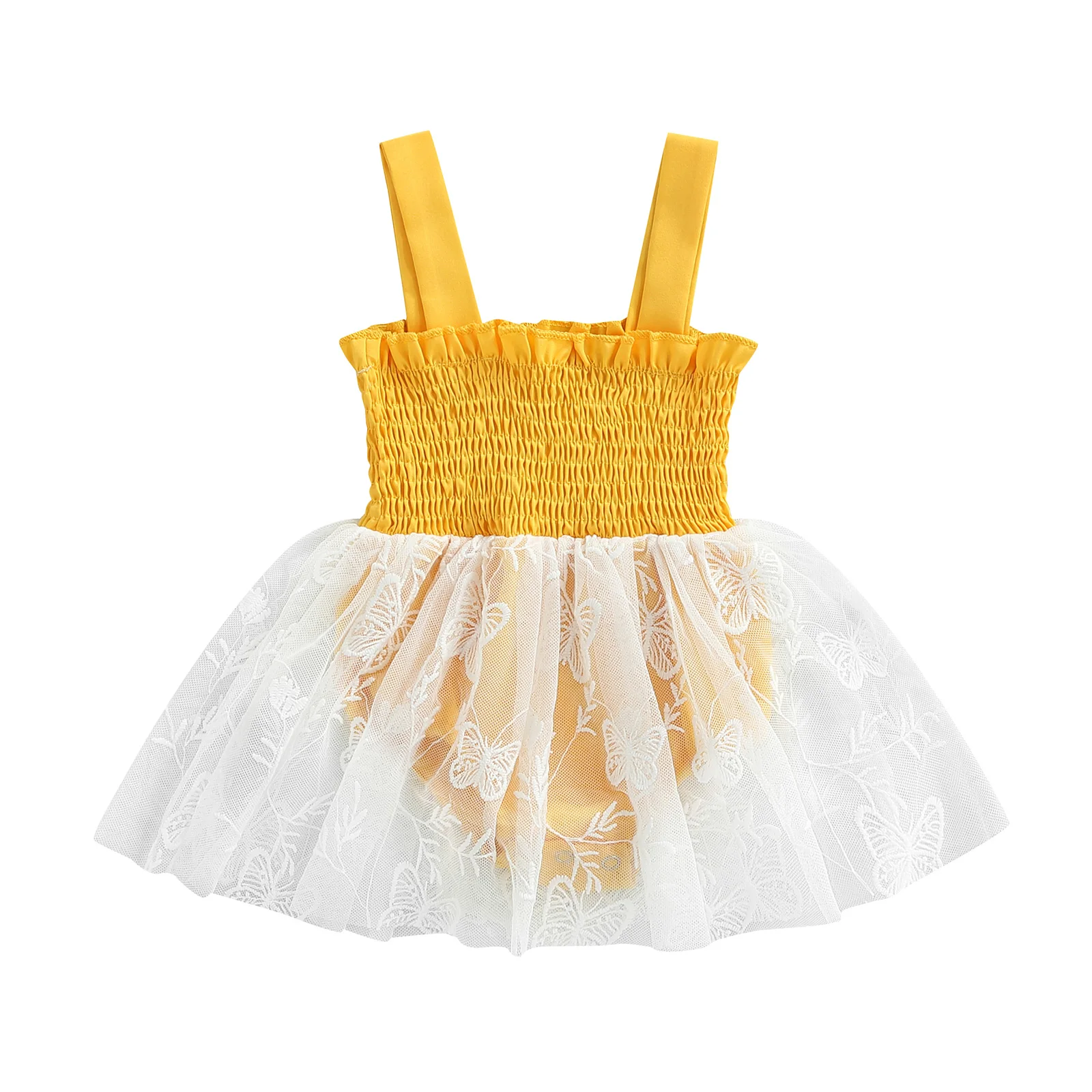 

Baby Girls Summer Romper Dress Sleeveless Butterfly Embroidery Rompers for 0-18Months