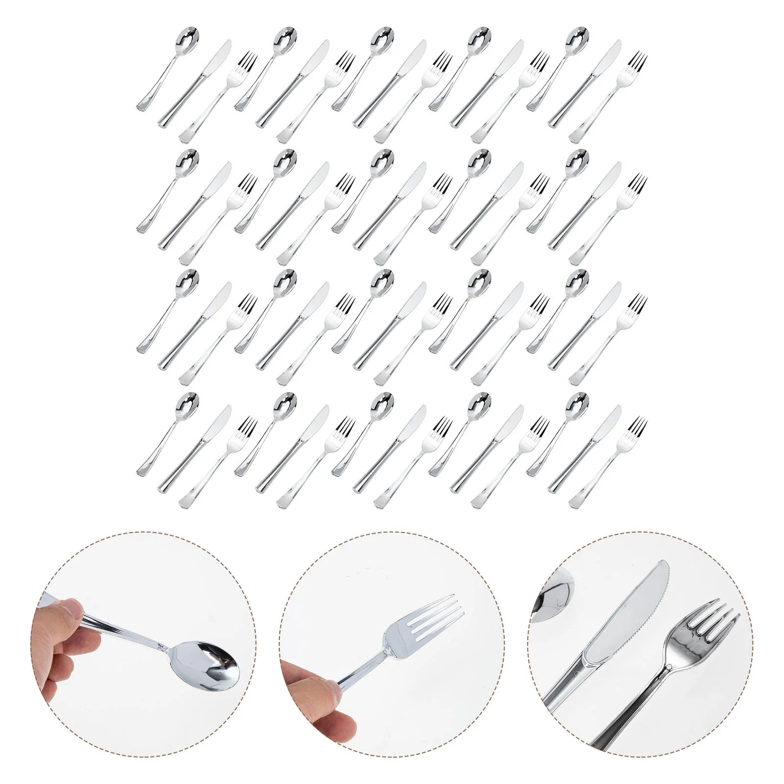 

Set Party Spoons Cutlery Flatware Fork Utensils Spoon Disposable Eatingdinner Utensil Silver Silverware Soup Forks Cake Serving