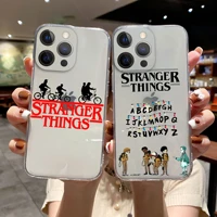 stranger things tv show phone case for iphone 13 12 11 pro max x xs xr 8 7 plus 12 13 mini clear silicone lens protection cover