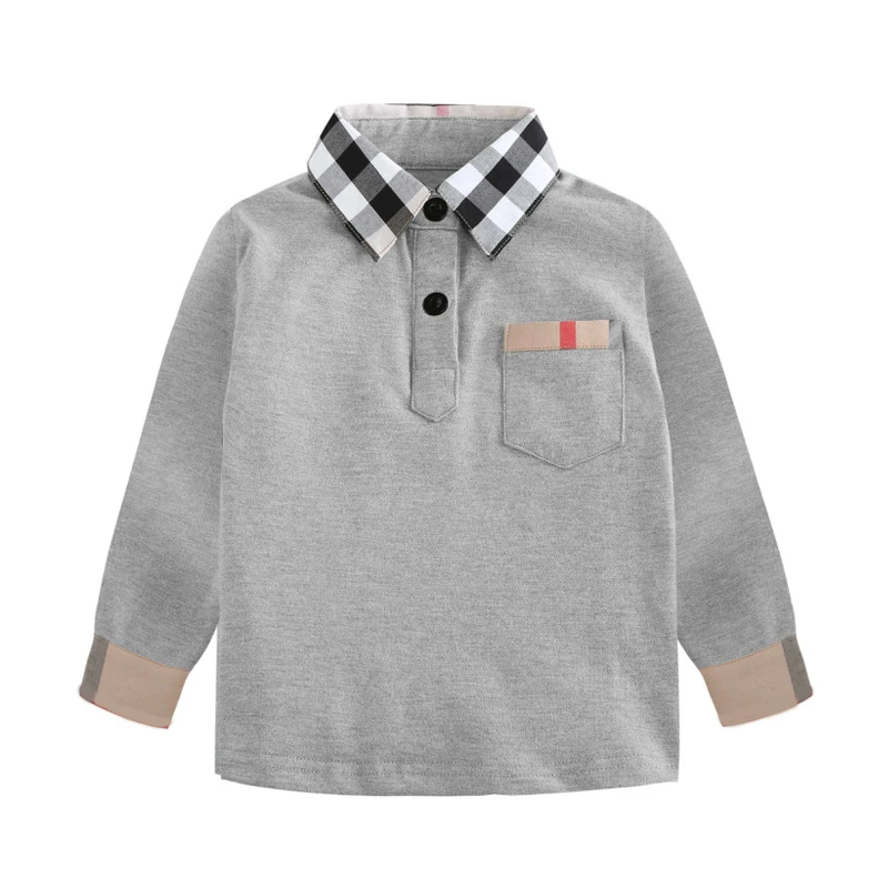 

2022 Autumn Boys Shirts Long Sleeve Polo Shirt Plaid Tops Little Kids Clothes Fashion New Style Drop Shipping