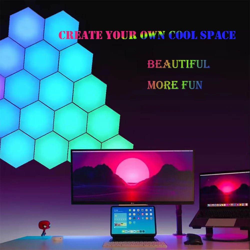 

RGB APP Bluetooth LED Hexagon Light Indoor Wall Light Remote Control Night Light Computer Game Room Bedroom Bedside Decoration
