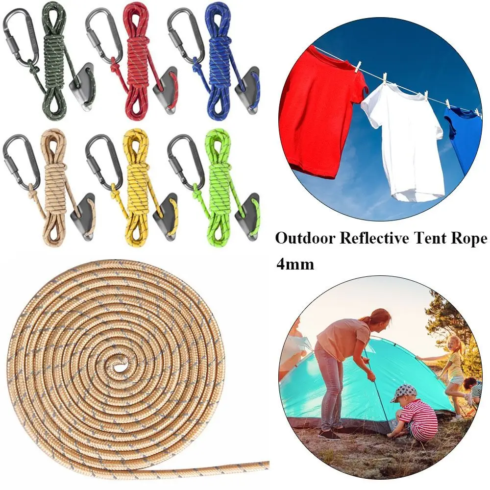 

10 Colors Multi-function Wind Rope with Buckle Tent Fixed Rope Lanyard Ropes Reflective Camping Rope Survival Paracord