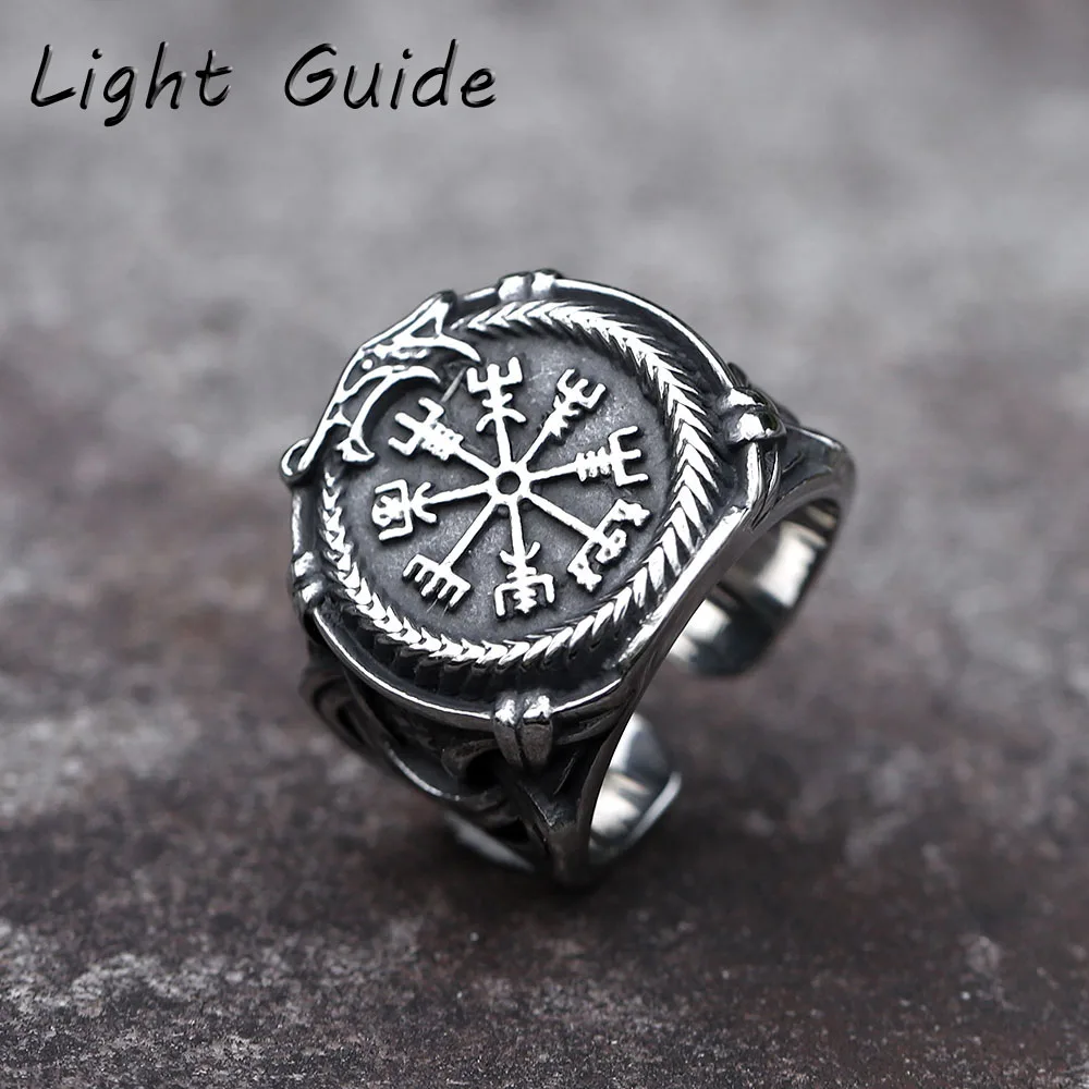 

2022 NEW Men's 316L stainless-steel rings norse viking Vegvisir Rings for teens gothic punk dragon Jewelry Gift free shipping