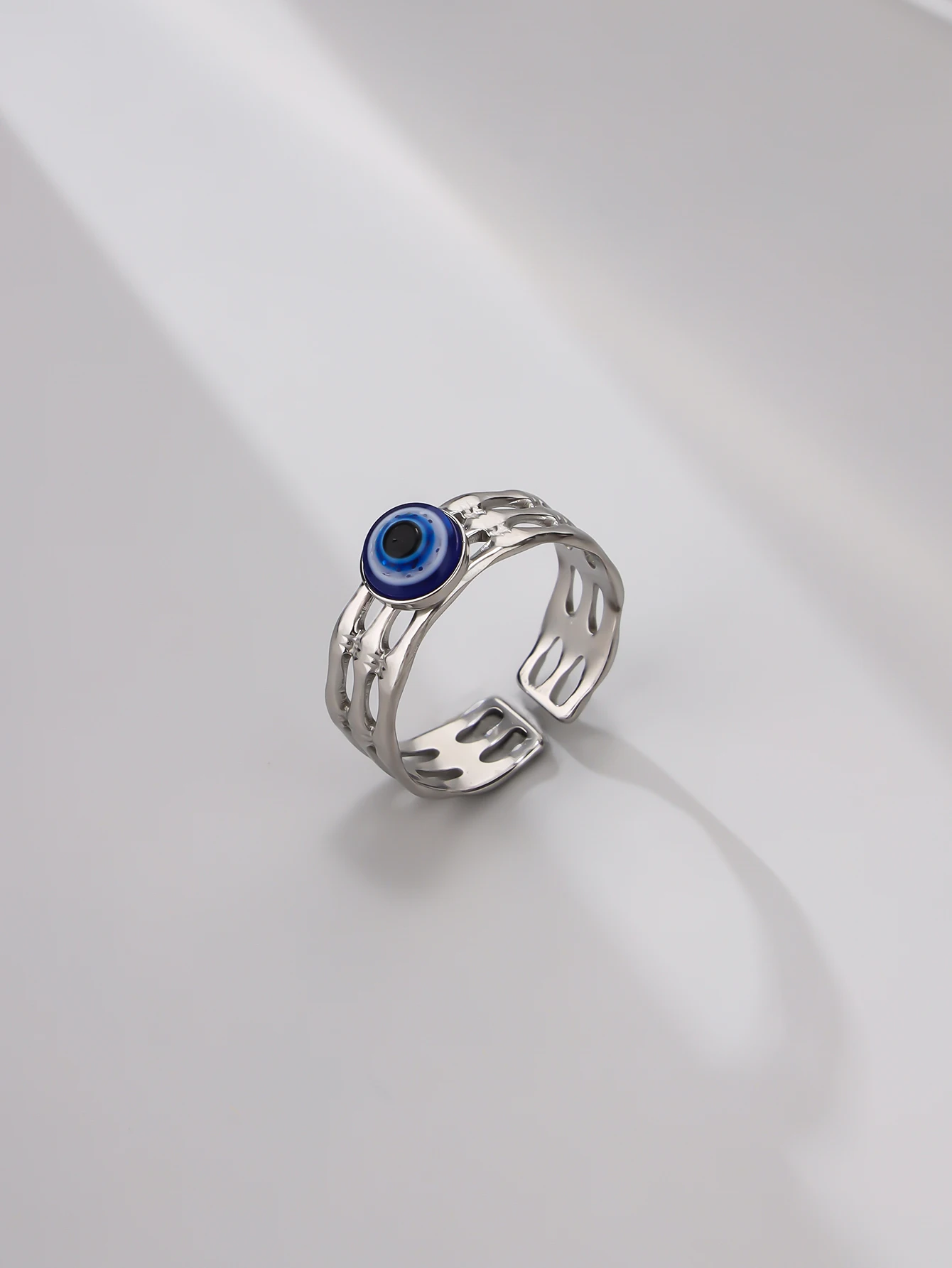 Original Design Devil's Eye Ring European and American Fashion Flower Zircon Silver Ring for Men and Women Pendientes