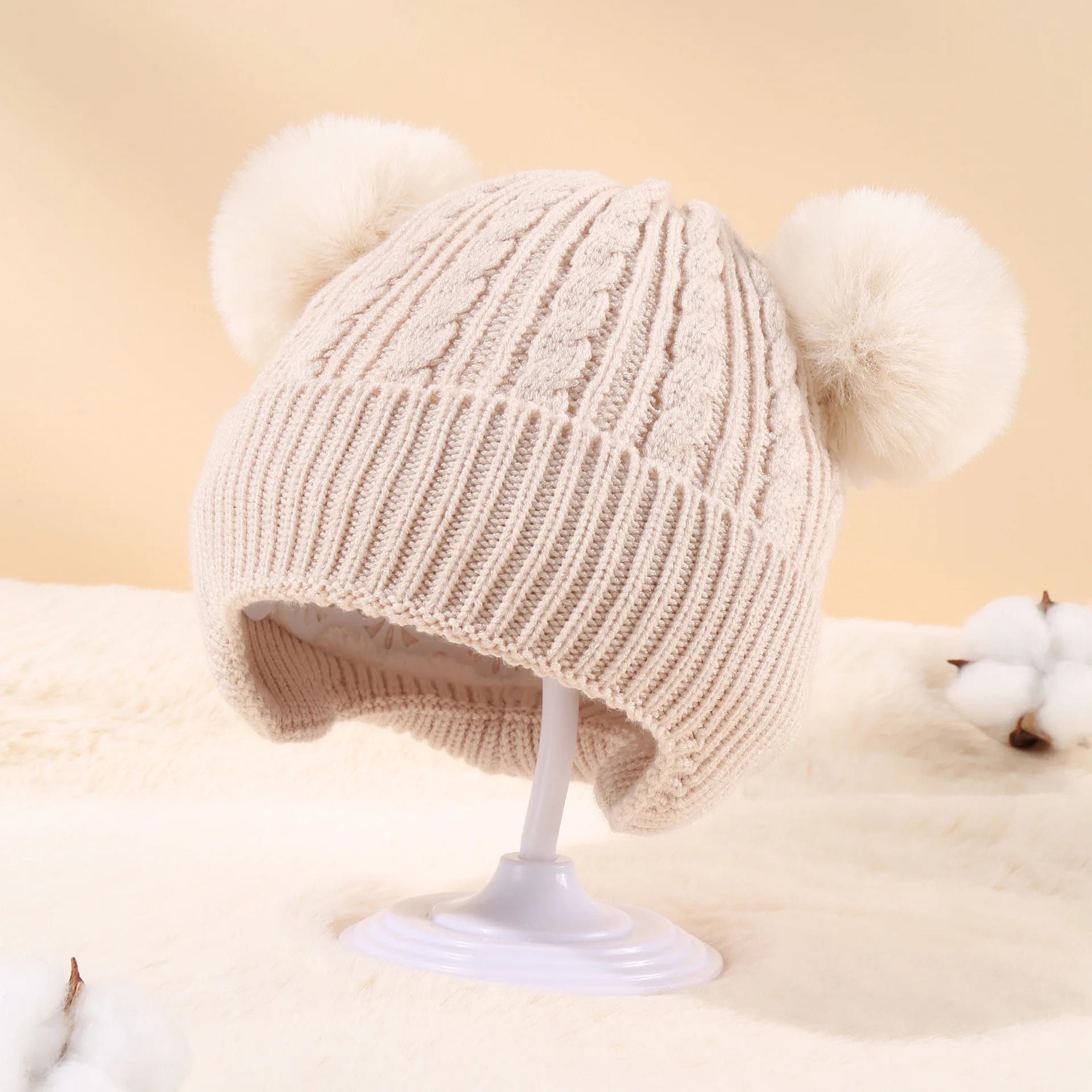 

Winter Spring Crochet Baby Hat Soft Pom Pom Infant Toddler Cap Beanie Solid Color Kids Knitted Warm Bonnet Hat