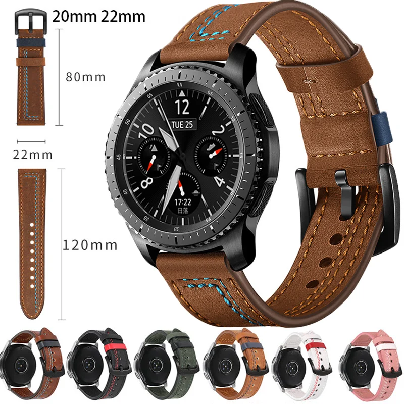 

Leather Watch Band for Huawe Watch GT2 46mm GT 2 Pro/2e Strap for Samsung Galaxy Watch 3 41mm/Active Genuine Retro Handmade Band