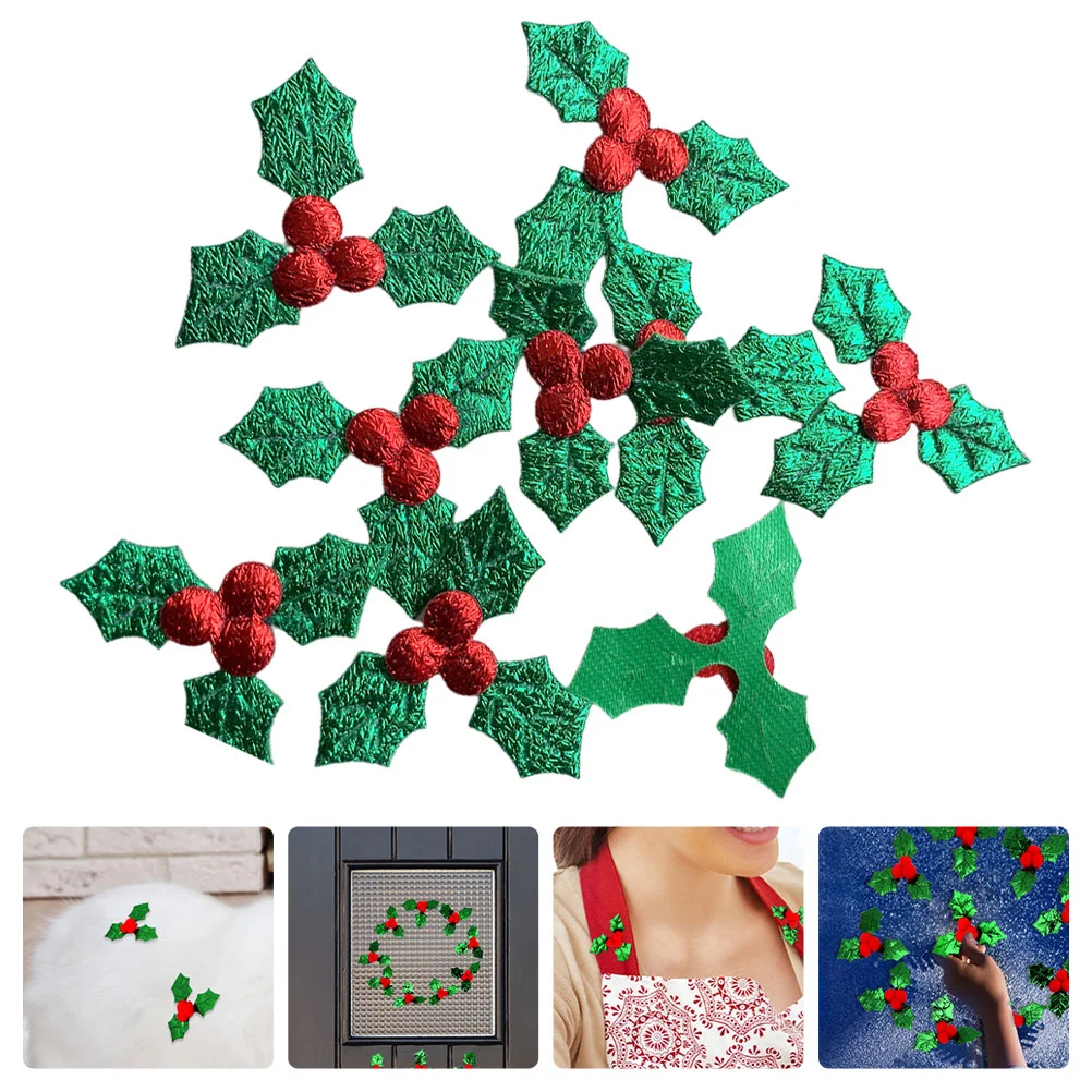 

Christmasberry Leaves Holly Craft Diy Decoration Clothcrafts Artificial Iron Tree Embroidered Gift Accessory Party Box Decorleaf