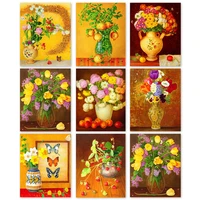 photocustom picture by numbers yellow flower diy gift painting by number flower in vase frame handpainted on canvas home decorat