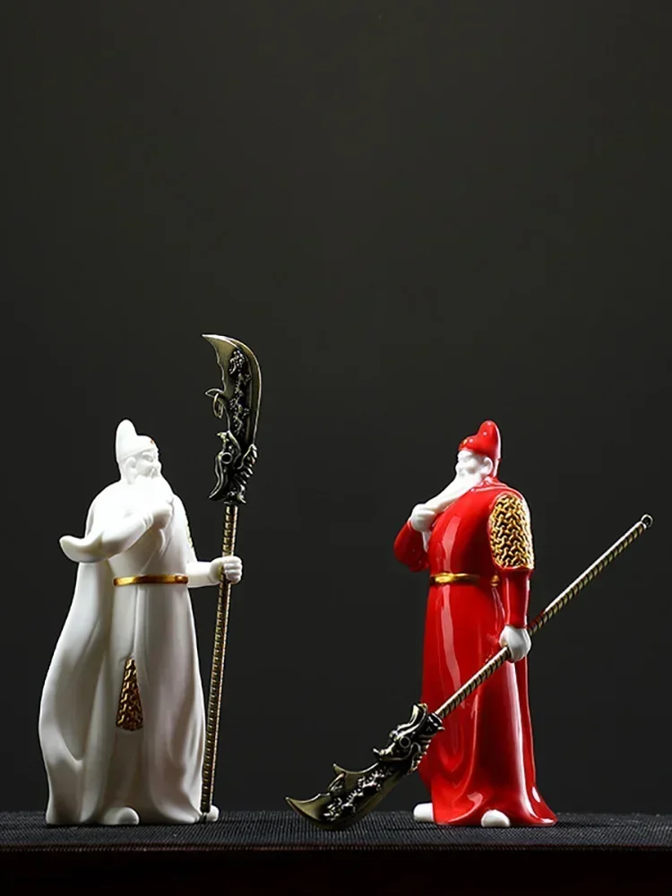 Керамическая искусство белый фарфор окрашенные изделия китайский бог войны