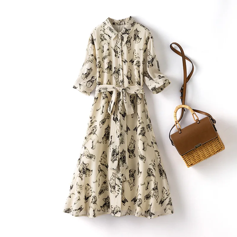 

Новинка лета 2022, женское шелковое платье средней длины, шелковая юбка тутового шелкопряда, Корейская сказочная юбка