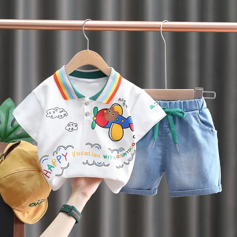 

Children Cotton Baby Boys Girl Clothes Summer Car Sport T-shirt Shorts 2Pcs/sets Infant Outfit Kids Toddler Tracksuits 0-5 Years