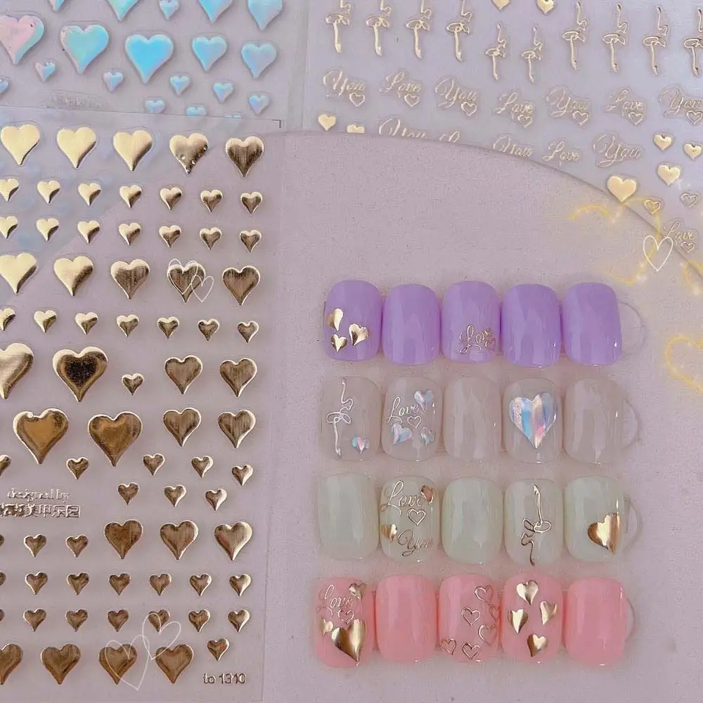 

Fashion Bronzing Nail Stickers Creative Irregular Shape Nail Art Decorations Simple Love Heart Self Adhesive Nail Decals