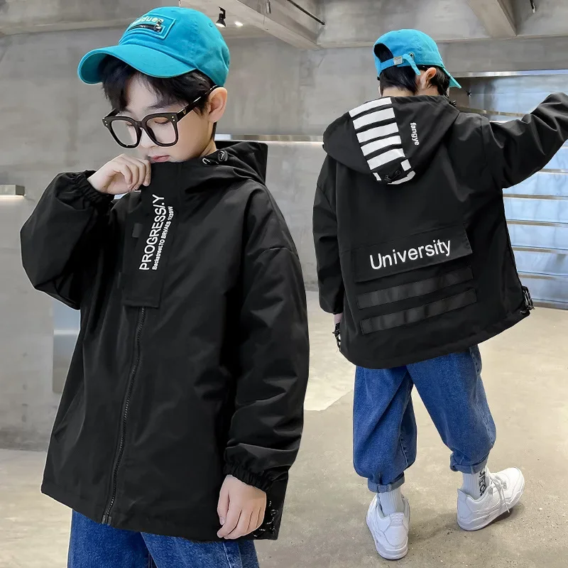 

4-14 Years Old Boy Clothes Spring Autumn Coat 2023 New Children's Clothing Shell Jacket Autumn Winter Trench Coat Boy Jacket