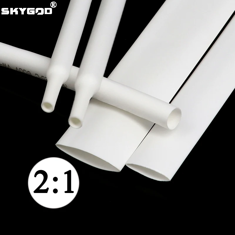 1~10m Heat Shrink Tube 2:1 White Diameter 0.6mm ~ 80mm Polyolefin Tubing Sleeving DIY Wrap Wire Repair Cable Protecctor