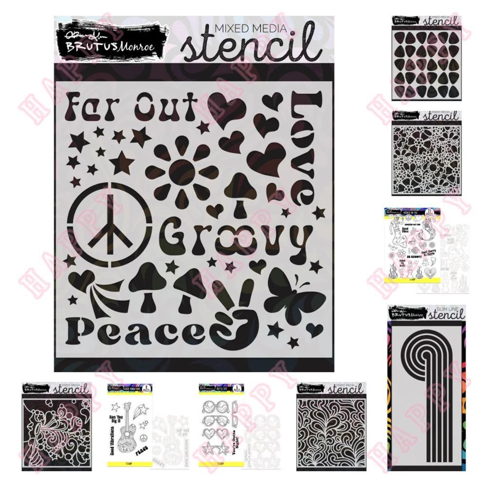 

New Appeal Groovy Vibrations Stamps Metal Cutting Dies Mod Flowers Curve Scrapbook Diary Decoration Stencils Embossing Template