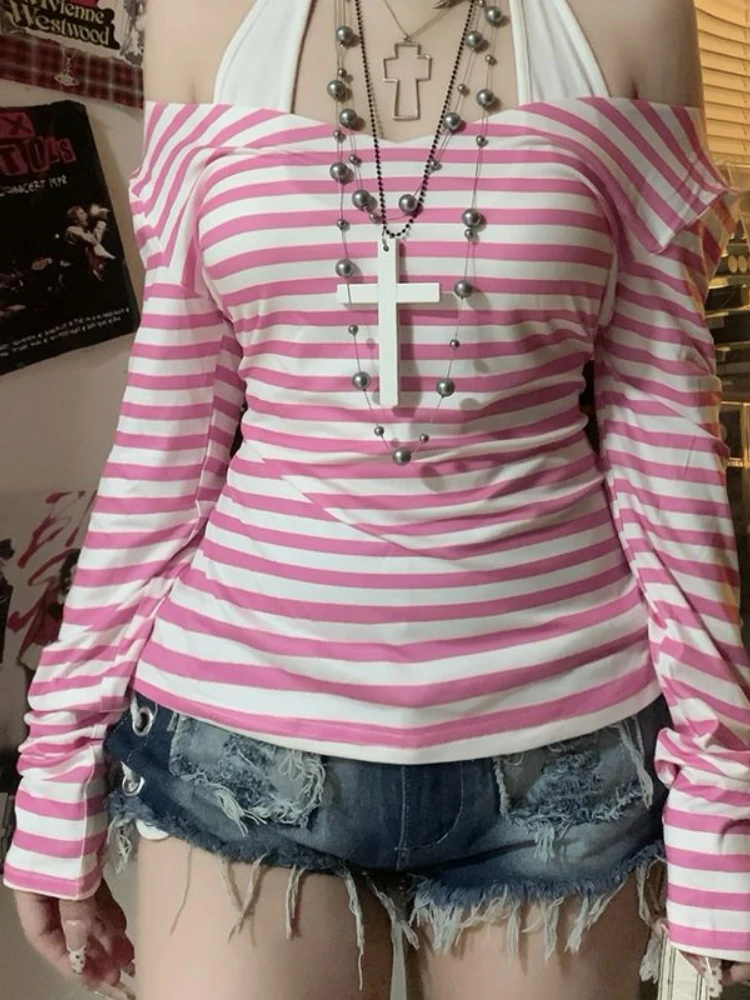 Женские футболки HOUZHOU Y2K полосатые