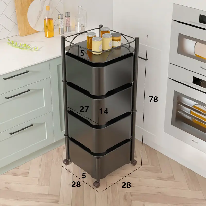 

2023 Year AOLIVIYA Rotating Rack Trolley Floor Multi-layer Snack Fruit and Vegetable Basket Household Storage Rack Kitchen Organ