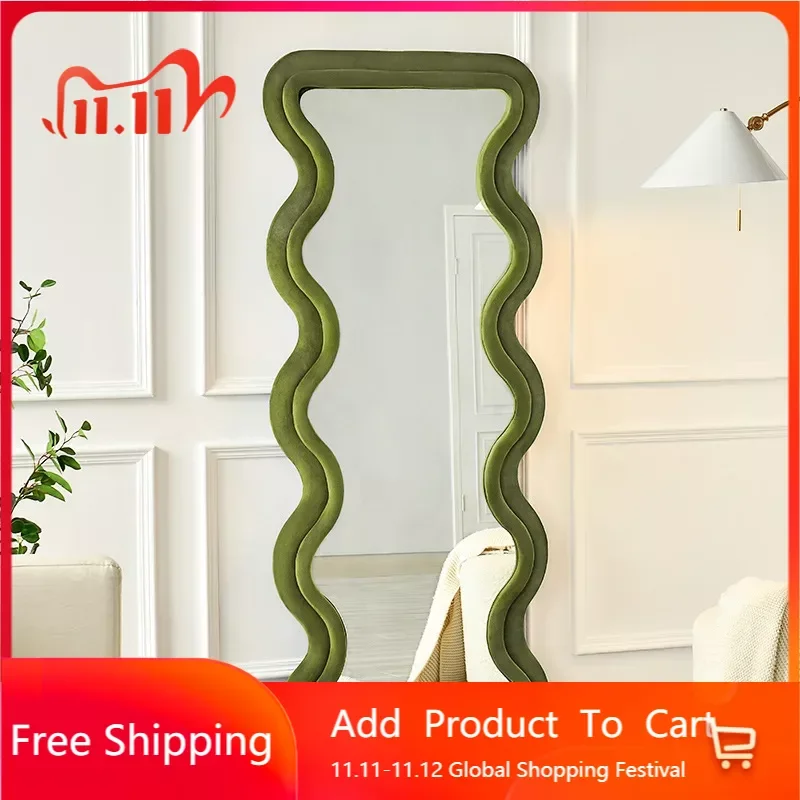 

shower Wavy Nordic Wall Mirror Art Decoration Frame korean Full-body Hallway Mirror Led Makeup Dekoration Home Home Decor