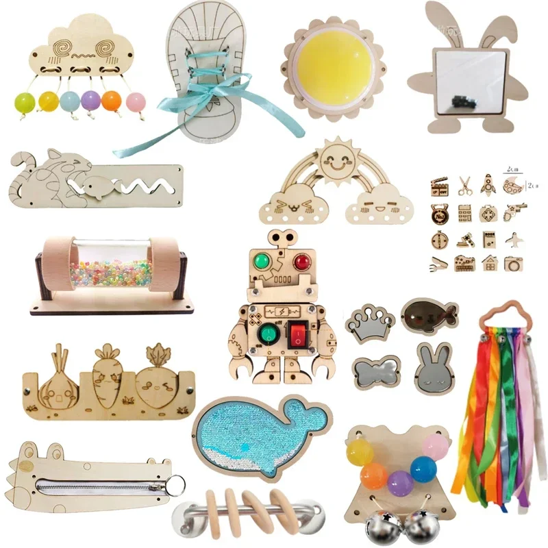 Деревянная доска Монтессори сделай сам аксессуары замок овечка школьный автобус