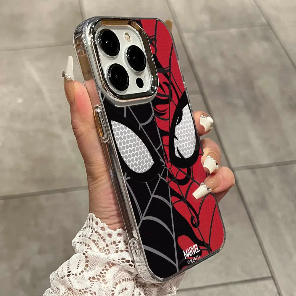 Фото Чехол для телефона с маской Человека-паука для iPhone 17 Air 16 15 14 Plus 13 12 11 Pro Max 16e, ударопрочный, с прозрачной задней панелью HD. №2
