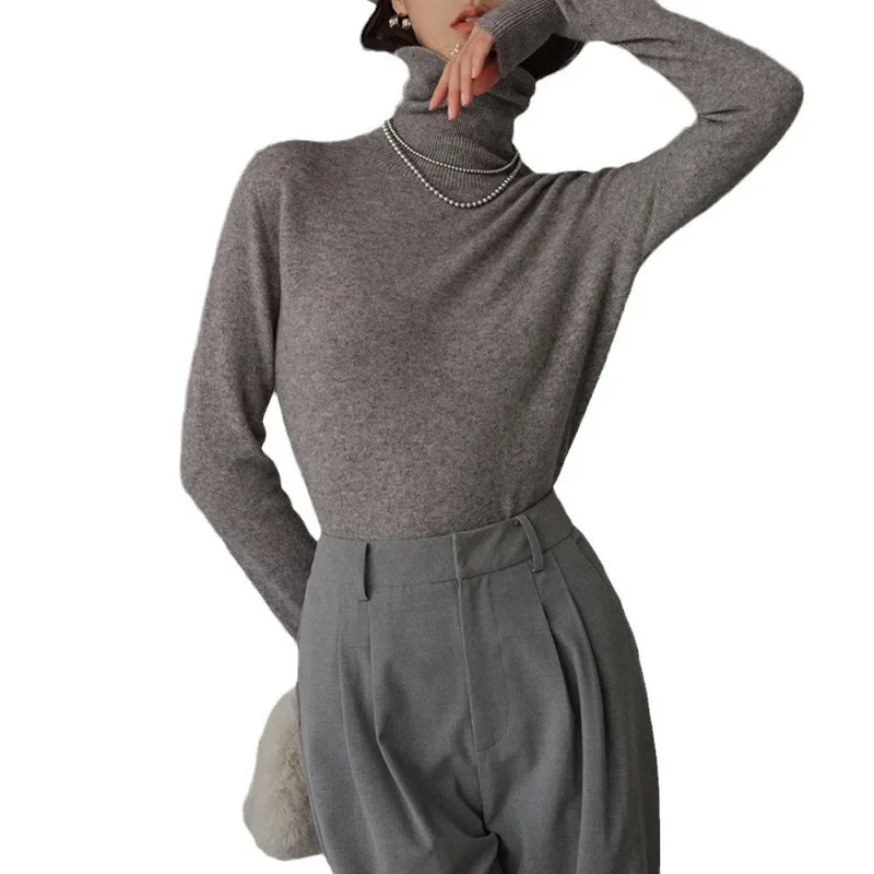 Модный внутренний свитер поло/черепашкового воротника женский осенне-зимний