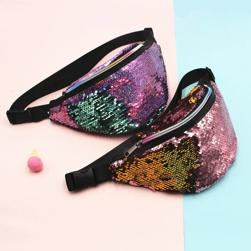 Sequins Waist Bag Women Crossbody Bags Ladies Fanny Pack for Women Luxury Handbag Bum Belt Chest Bag Female Waist Packs