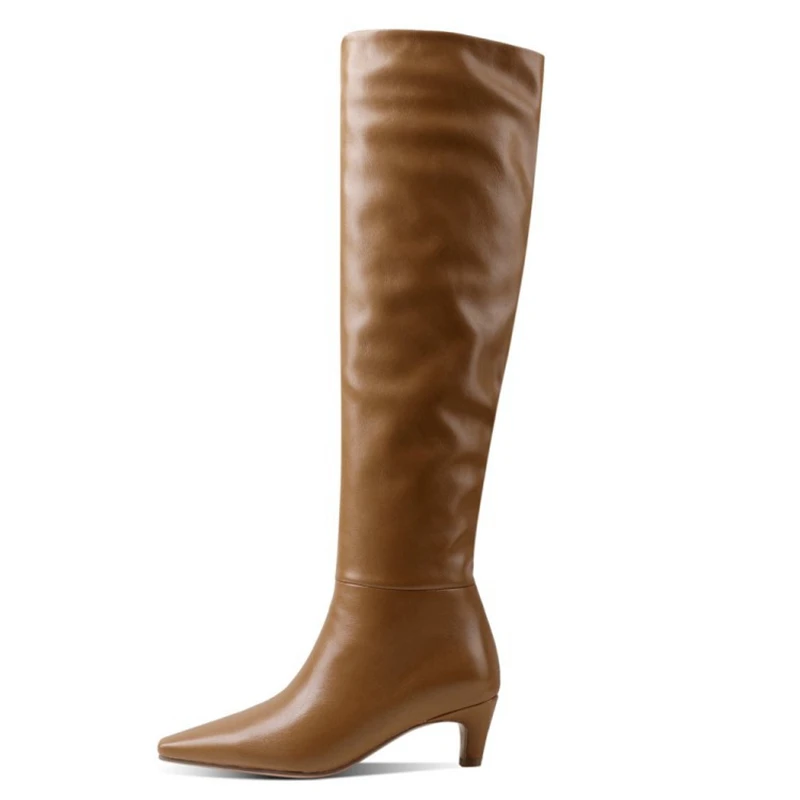 ORCHA LISA Сексуальные сапоги до колена большого размера 43 Плиссированные женские