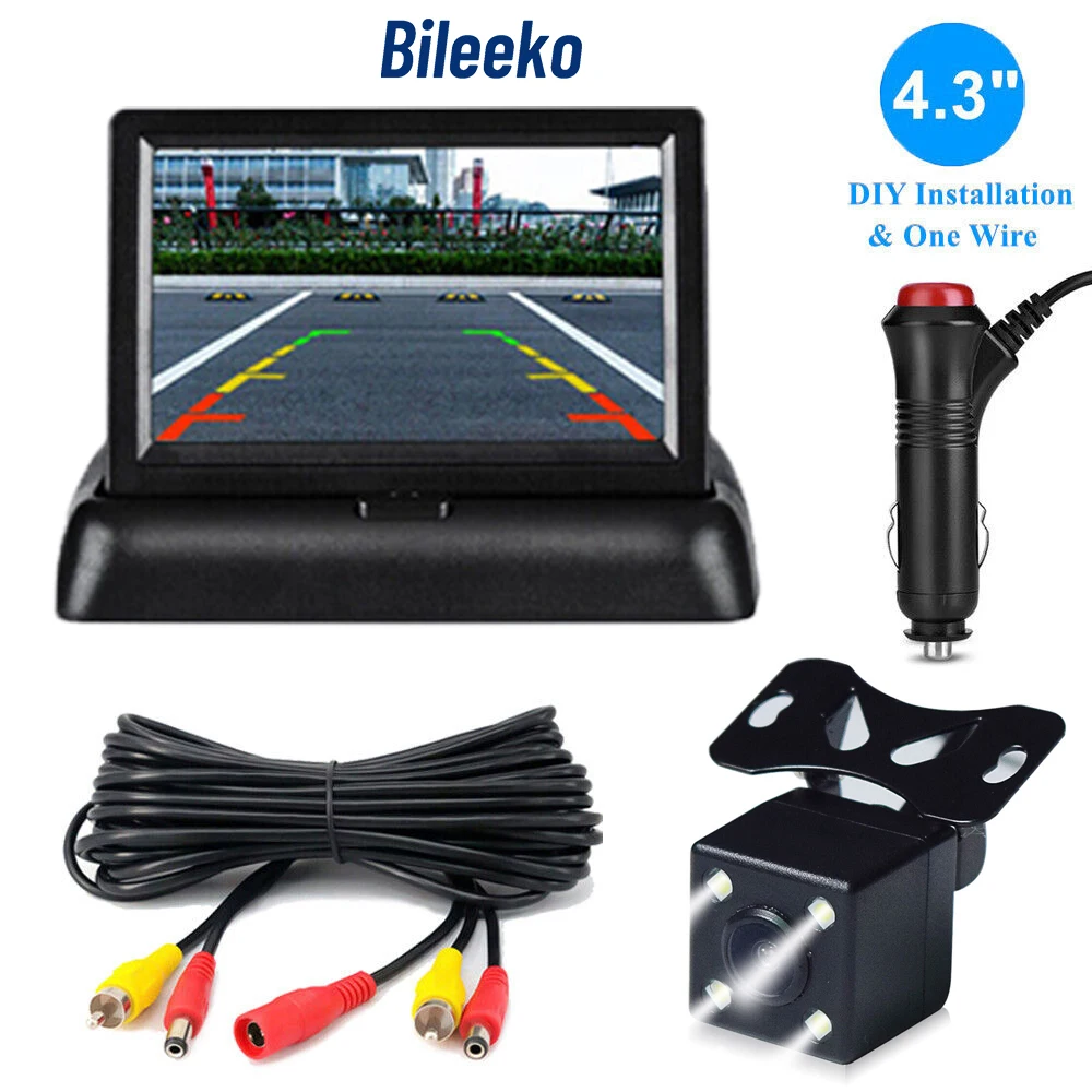 

Автомобильный монитор, камера в комплекте, складной экран 4,3 дюйма, TFT ЖК-дисплей, камера заднего вида для парковки автомобиля, система заднего вида, камера ночного видения