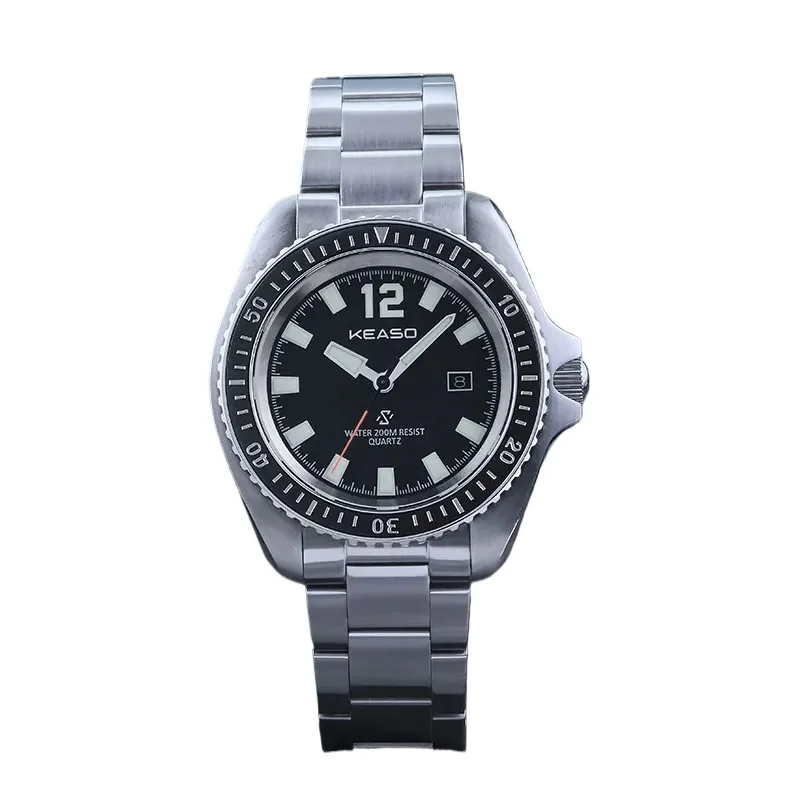 KEASO Мужские кварцевые часы с керамическим безелем RONDA507 Кварцевый механизм 200 м