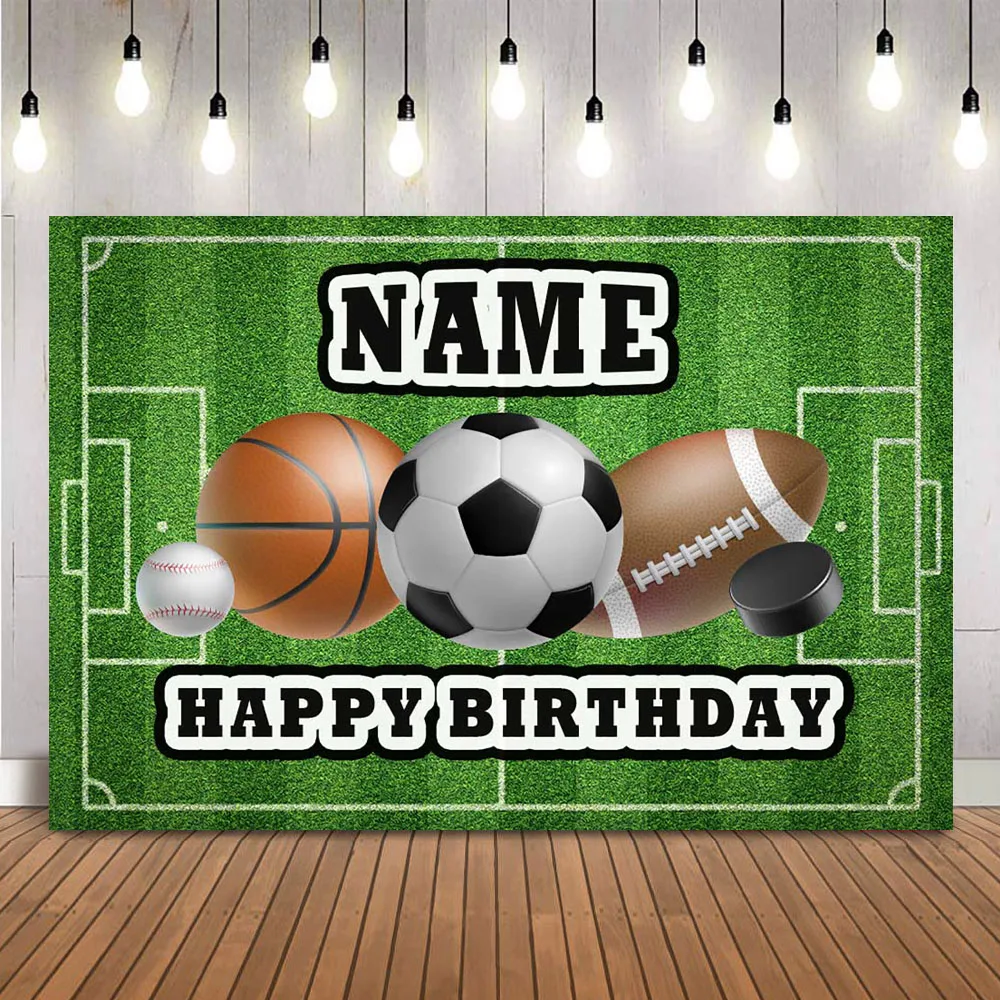 Спортивный фон для дня рождения на заказ имя мальчика фотофон баннер